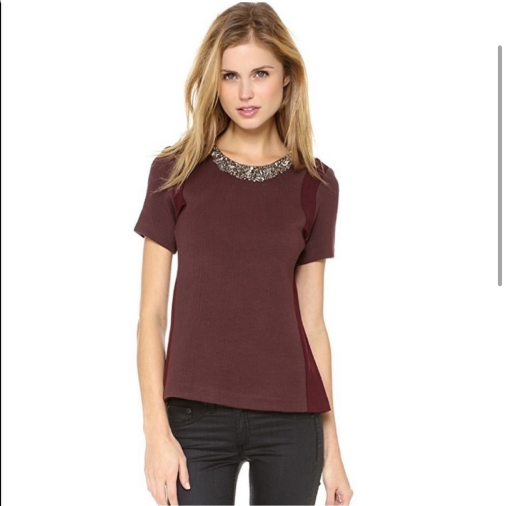 Rebecca Taylor Embellished Collar Top